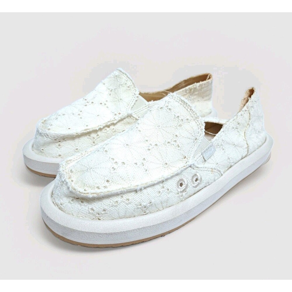 Sanuk Women's Size 8 Donna Crochet Vagabond Sidewalk Surfer Lace Beige